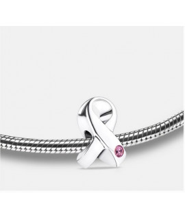 Breloque : Conscience - Plaqué Rhodium avec cristal rose