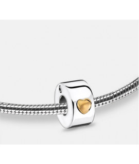 Breloque : Coeur lumineux - Plaqué Rhodium Or Vermeil Deux Tons